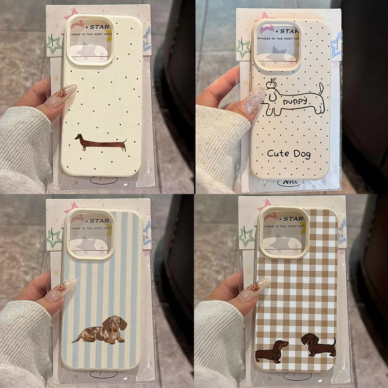 블랙 폴카 도트 닥스훈트 리치 가죽 패턴 폰 케이스 ( - Vivo V40 리뷰 및 가격